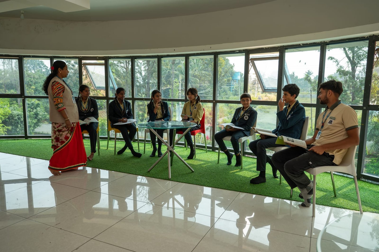 DAV students in a guided discussion circle