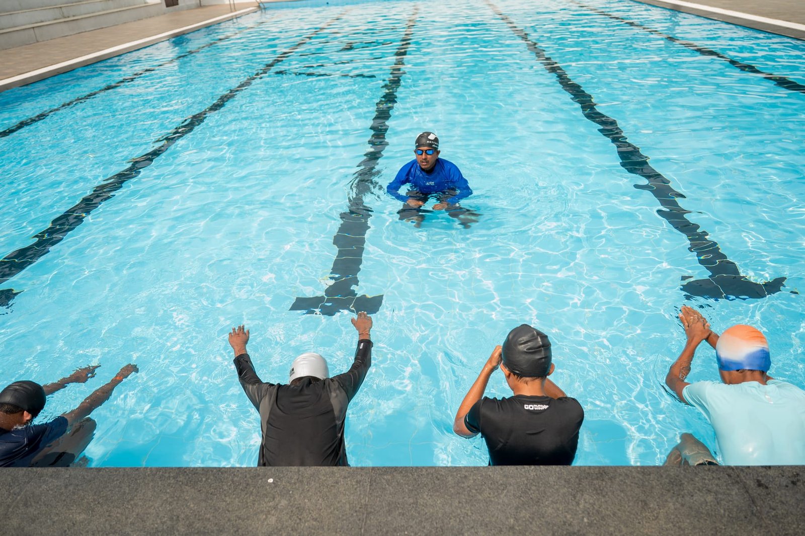 DAV students during swimming practice